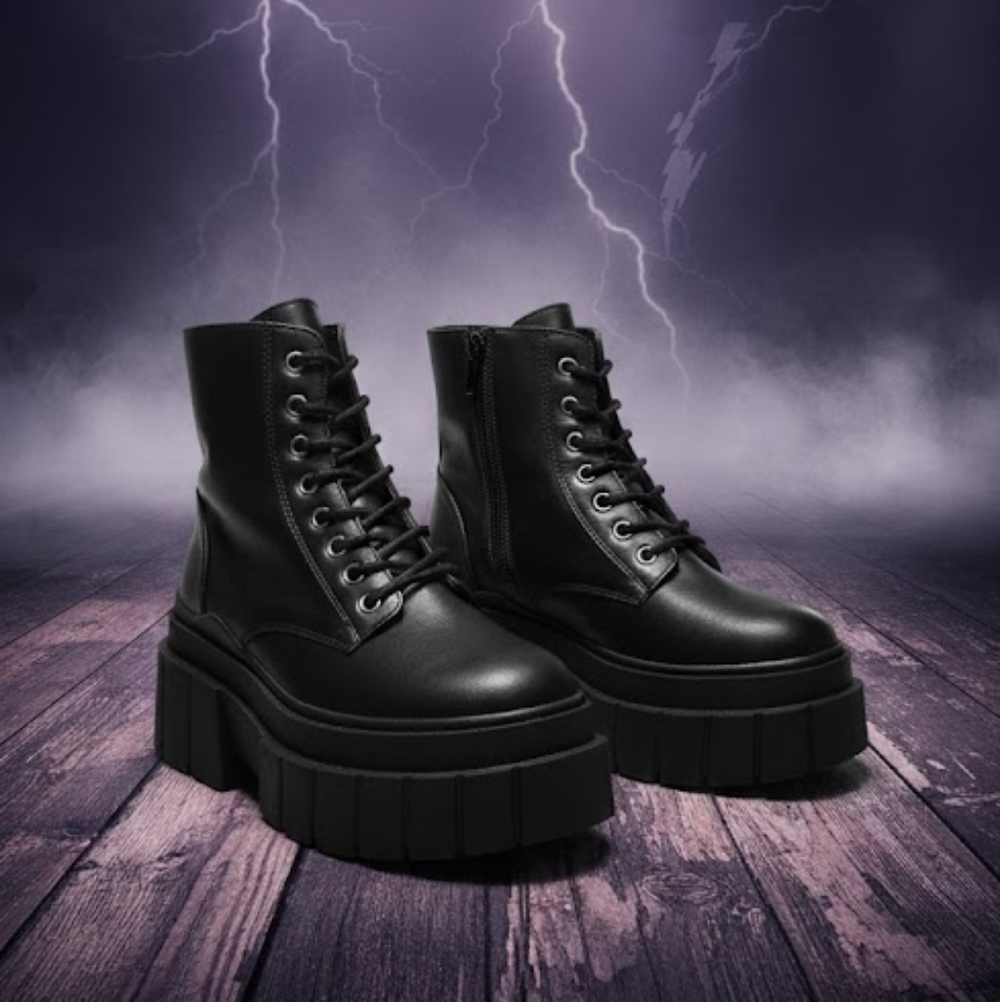Bershka Black Platform Ankle Boots